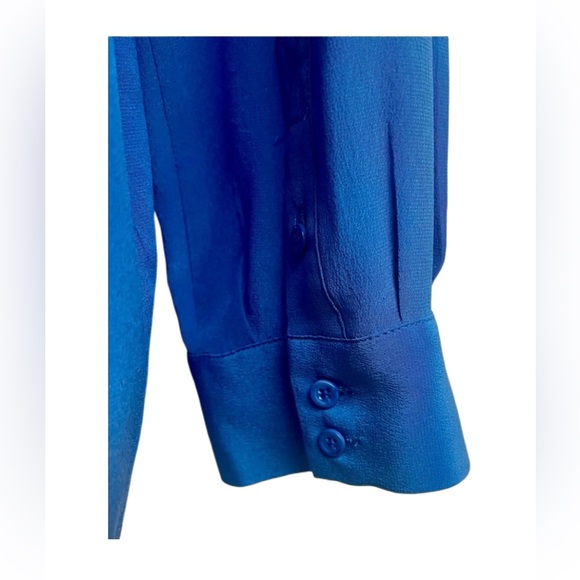 Joie Collarless V-Neck Long Sleeve Silk Blouse - Picture 6 of 7